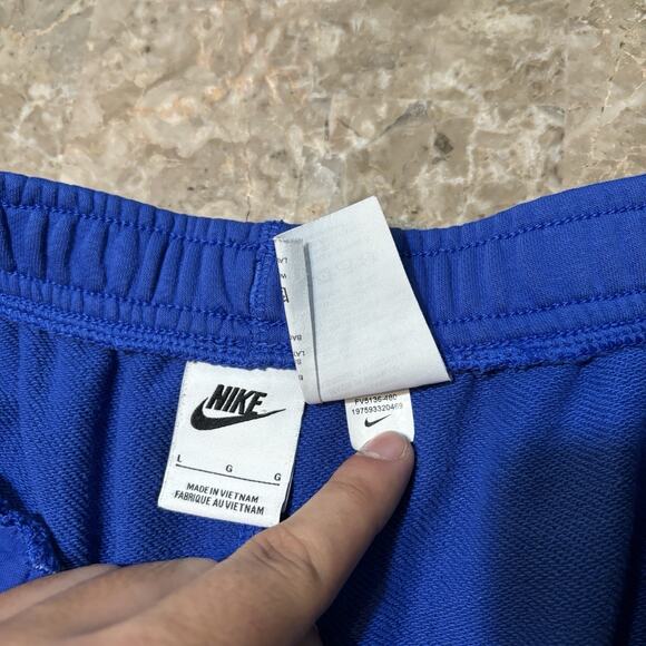 Nike Shorts Mens Large Blue Club French Terry Retro Side Graphic 9” Gym FV5136 - Picture 3 of 9